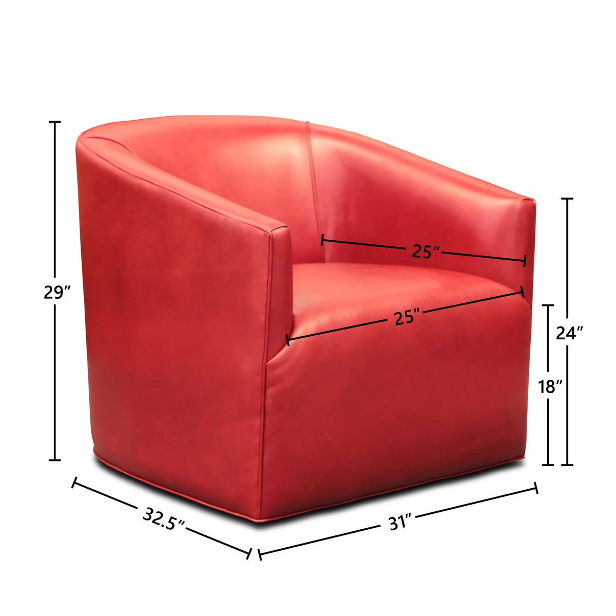 100% Top Grain Leather Swivel Club Armchair N2450