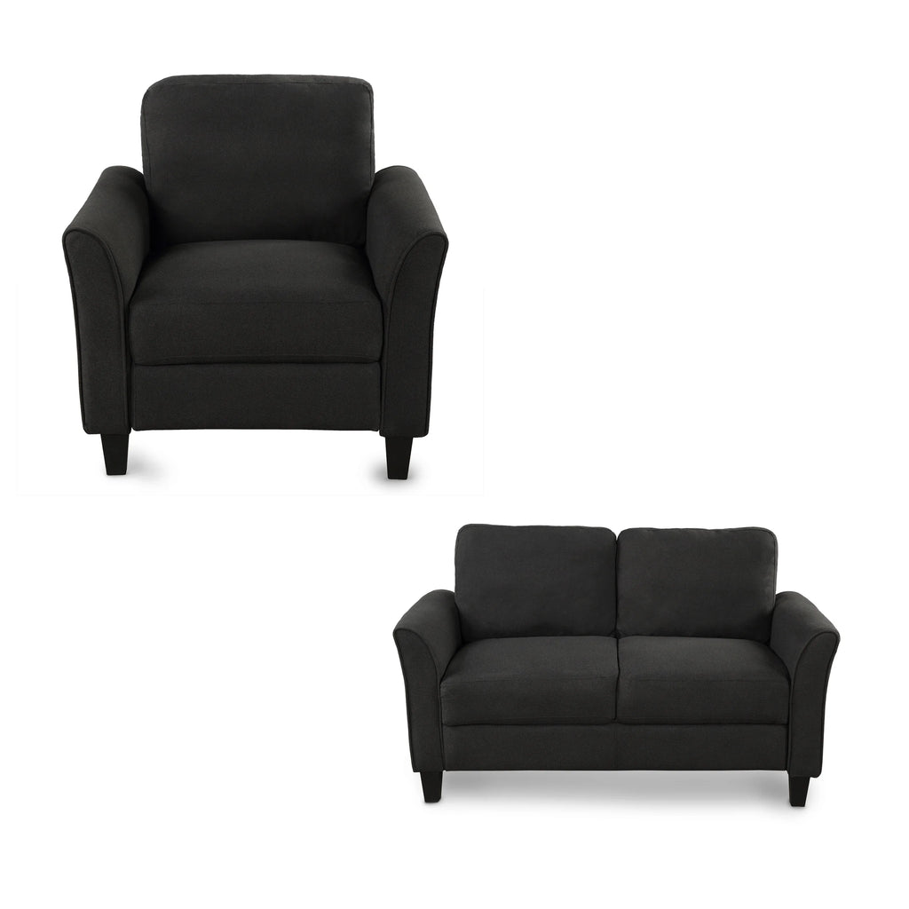Grey Tight Back Armrest Chair and Loveseat Sofa M2357