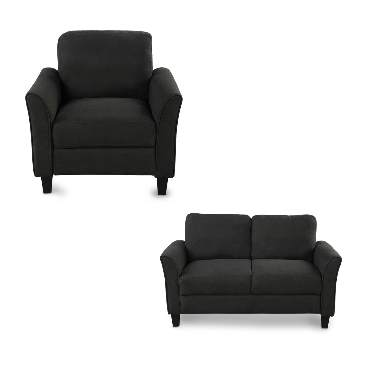 Grey Tight Back Armrest Chair and Loveseat Sofa M2357