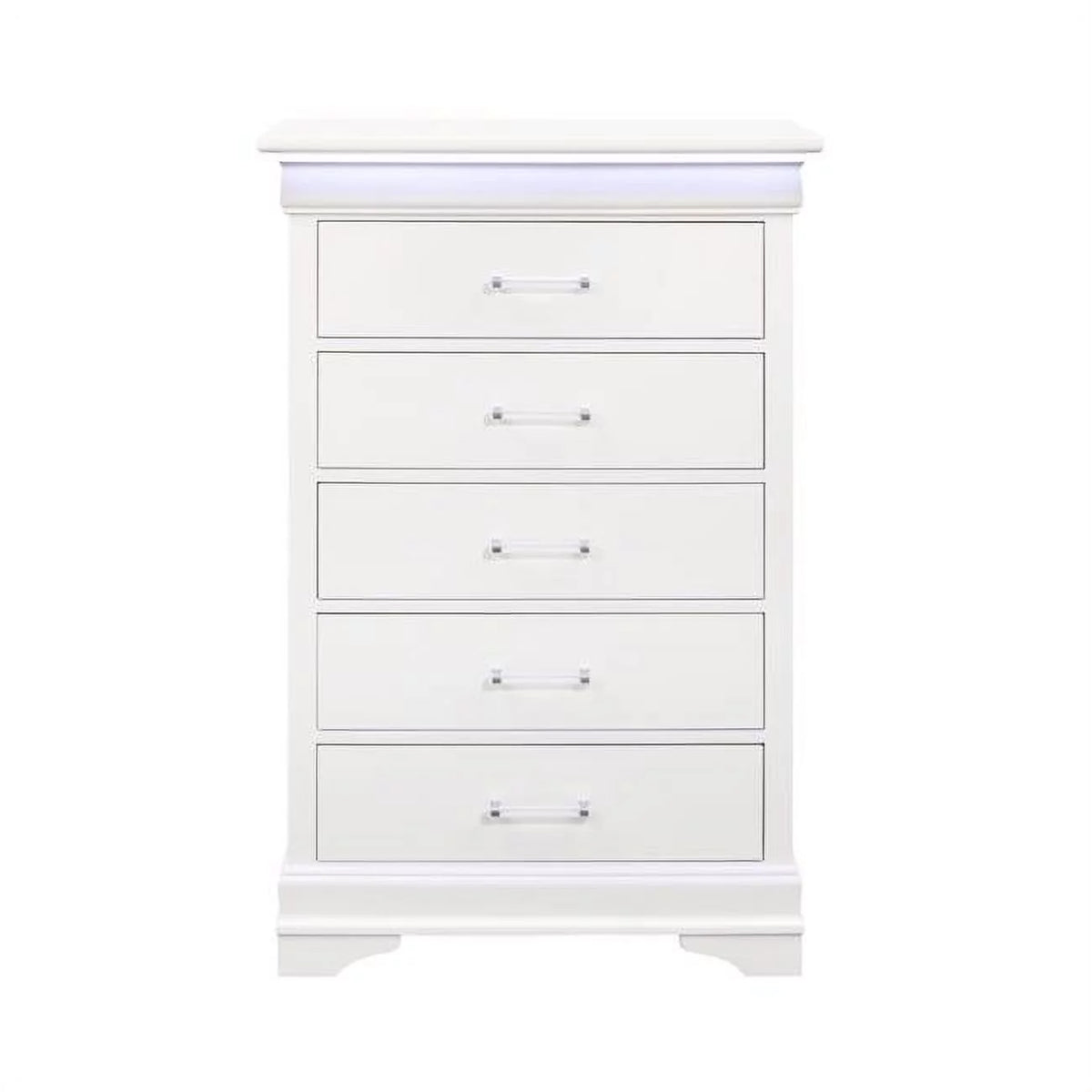 White Solid Wood Five Drawers Chest with LED Lighting G5310