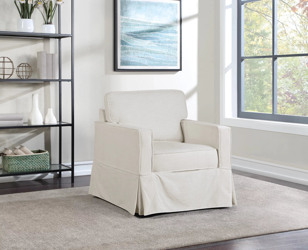 Ivory Fabric Upholstered Armchair W51605