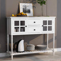 White Rectangle Wood Console Table with Drawers L43880