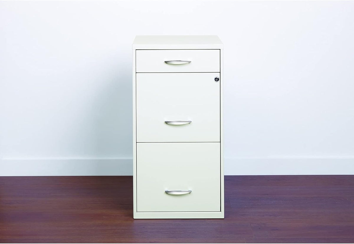 18 Deep 3 Drawer Steel File Cabinet in White C6464