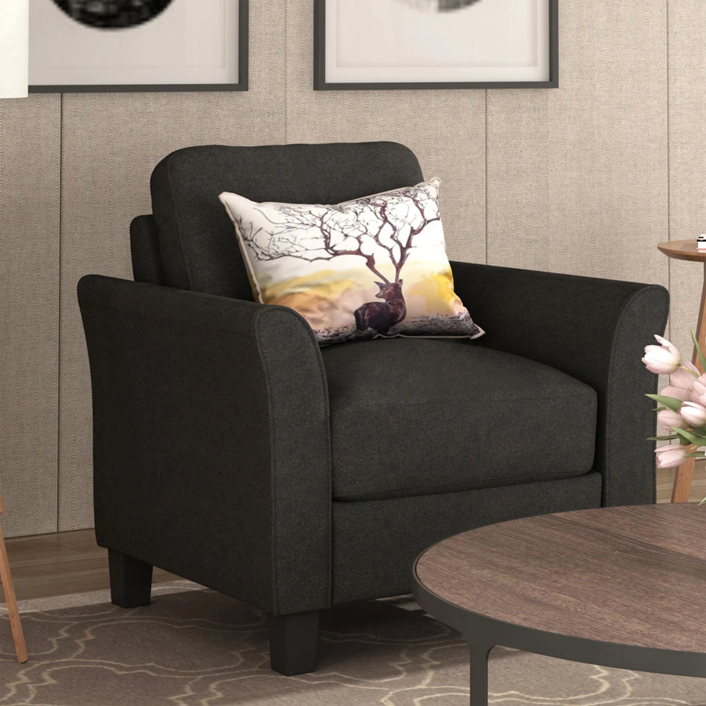 Grey Tight Back Armrest Chair and Loveseat Sofa M2357