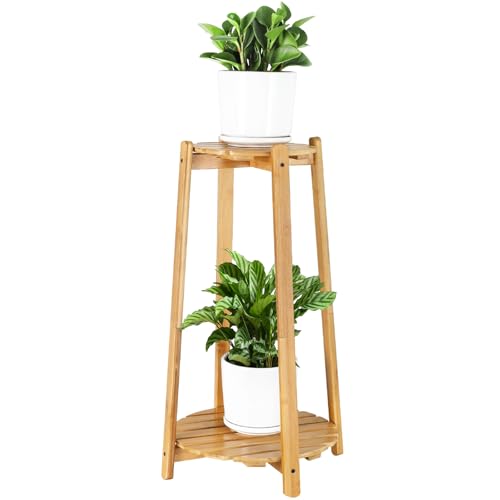 2 Tier Round Bamboo Plant Stand 12 Inch G7402
