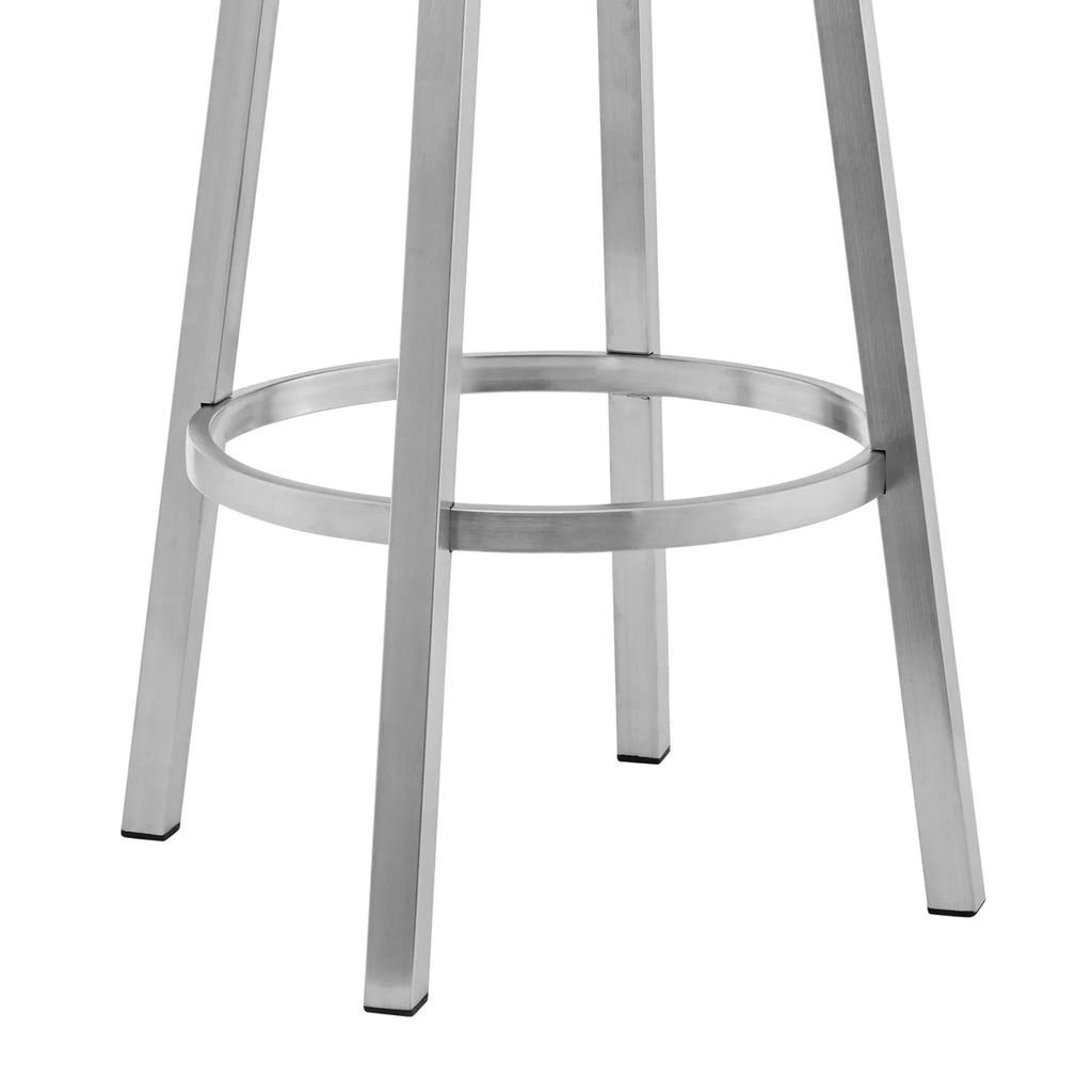 Faux Leather Swivel Counter Stool in Gray/Stainless Steel J23093