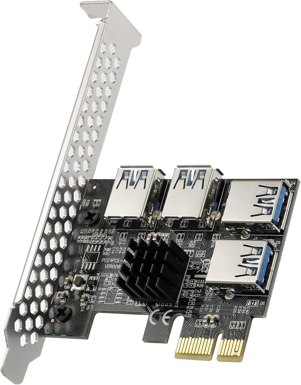 PCI-E 1X to 16X GPU Riser Card Adapter with 6PIN SATA Power Cable, Black 6 Pack S638
