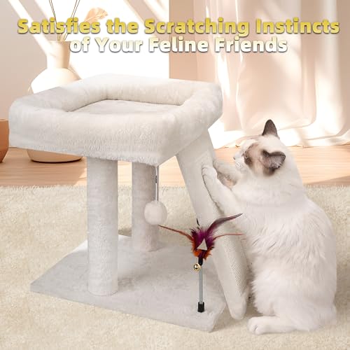 Cat Tree Tower with Scratching Post and Toy Balls, Grey O250856