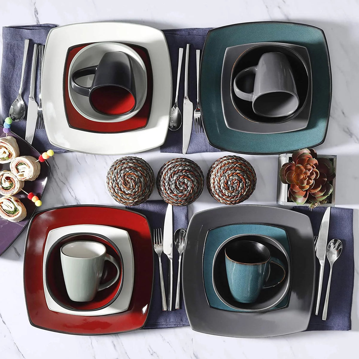 16 Pc Teal Dinnerware Set N931