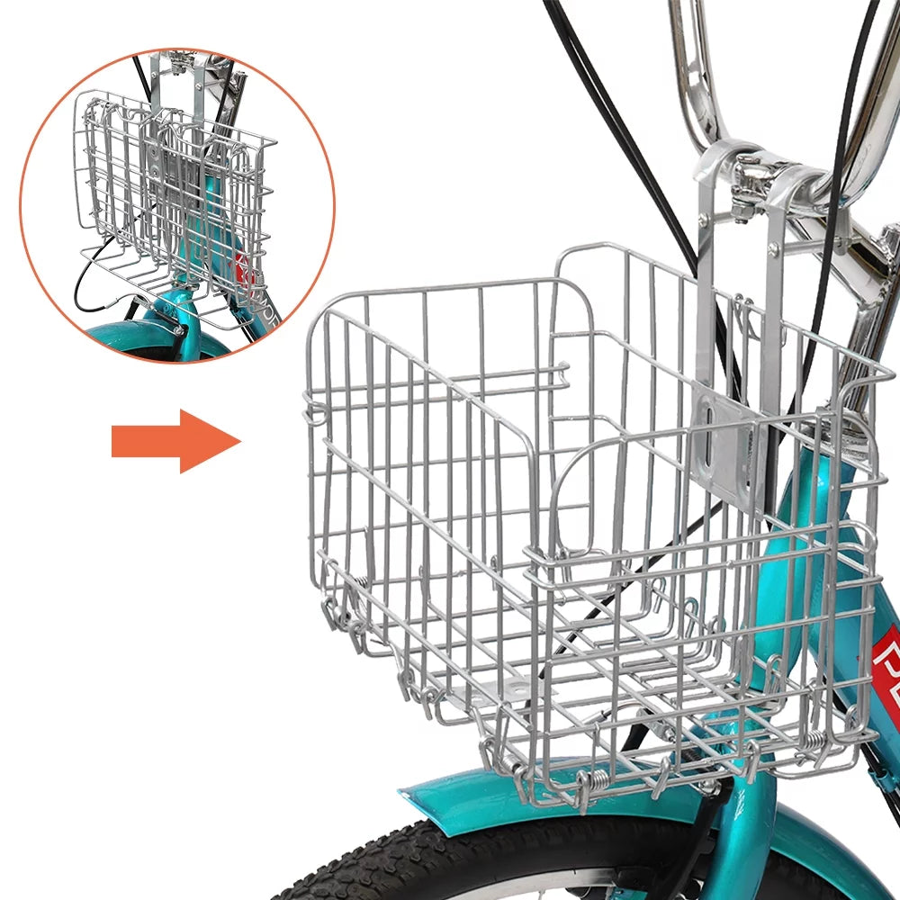 Adult Trike 7 Speed 24/26 Inch Three-Wheeled Cruiser Bike with Folding Front & Rear Basket Adjustable Height Seat F702500