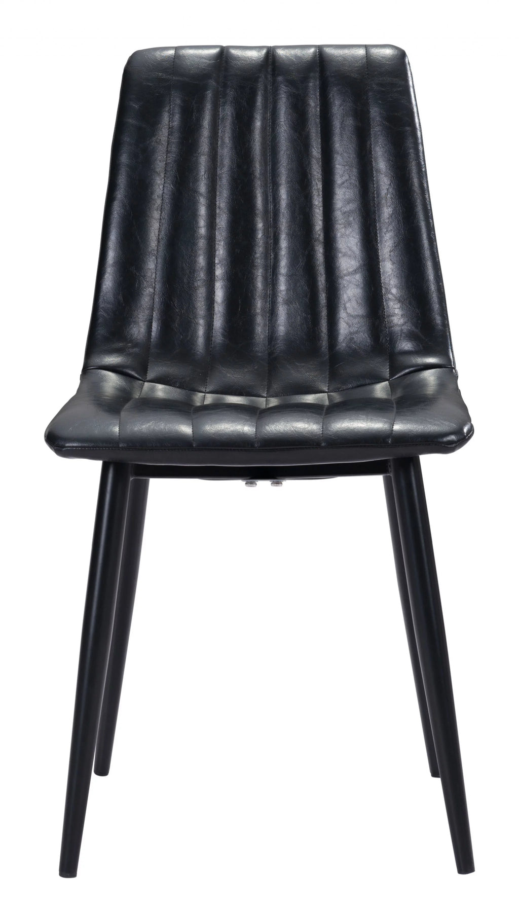 Faux Leather Channel Scoop Dining Chairs, Vintage Black - Set of 2 W18147