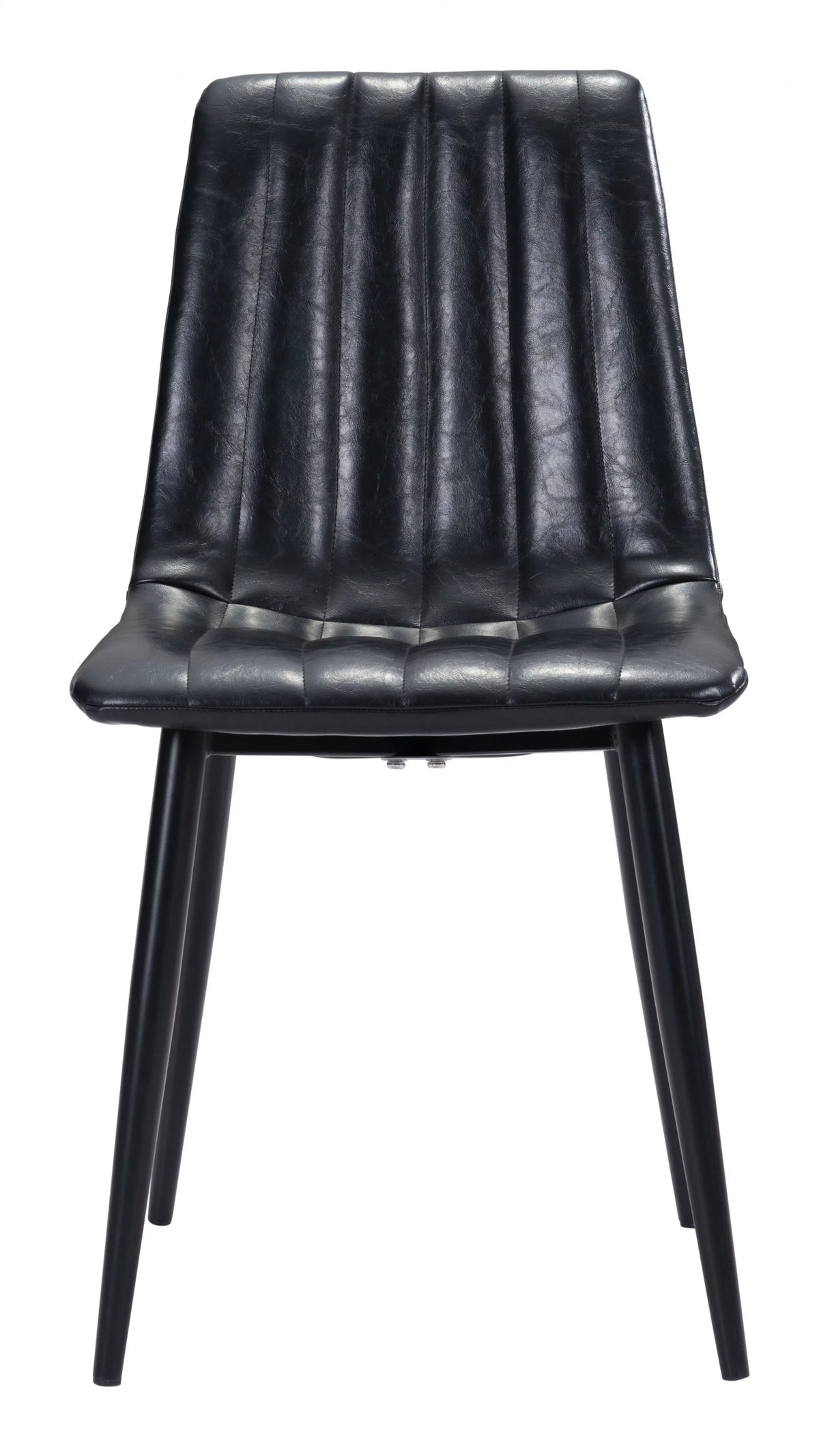 Faux Leather Channel Scoop Dining Chairs, Vintage Black - Set of 2 W18147
