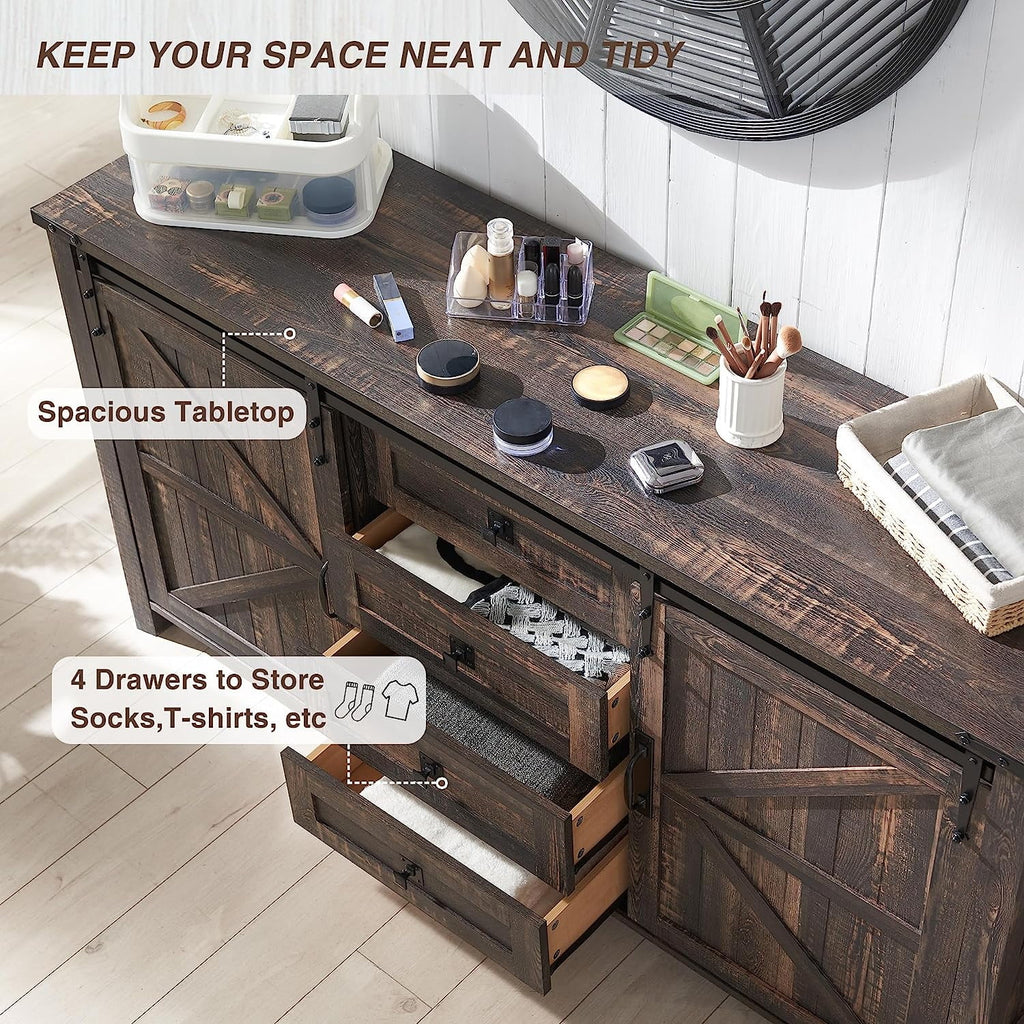 4 Drawer Light Rustic Oak Wood Dresser G8583