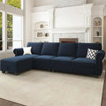 Black Velvet Sectional Sofa with Storage Ottoman and Reversible Chaise R743
