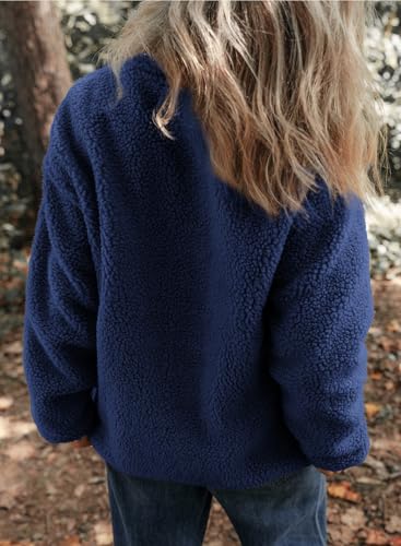 Womens Fleece Jackets Long Sleeve Warm Teddy Coats with Pockets S6821