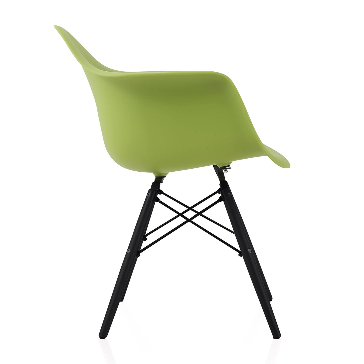 Green Molded Plastic Dining Arm Chair with Black Wood Legs Set of 2 D255735