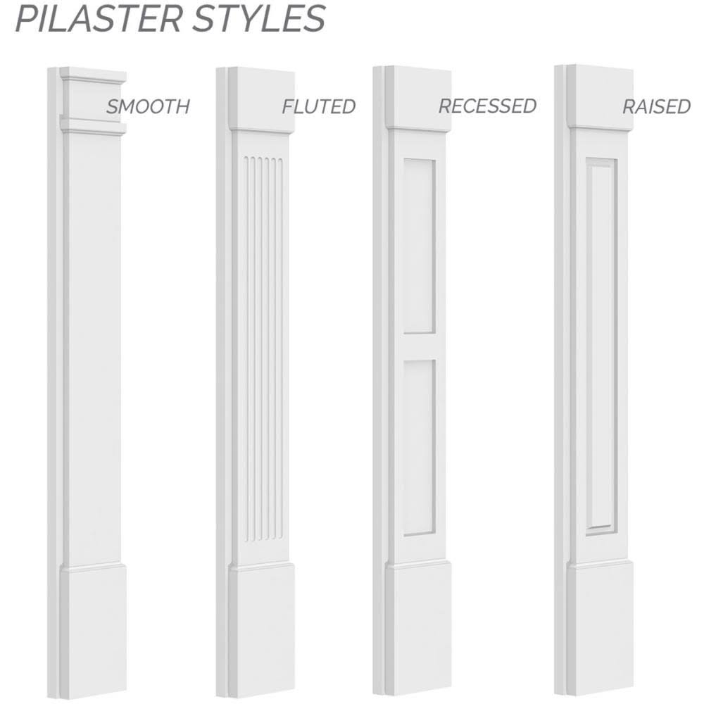 12x22W x 48x22H x 2x22P Two Equal Flat Panel PVC Pilaster with Standard Capital and Base (Pair) H22526