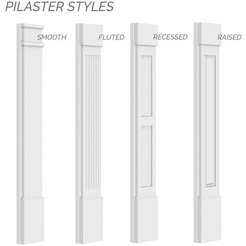 12x22W x 48x22H x 2x22P Two Equal Flat Panel PVC Pilaster with Standard Capital and Base (Pair) H22526