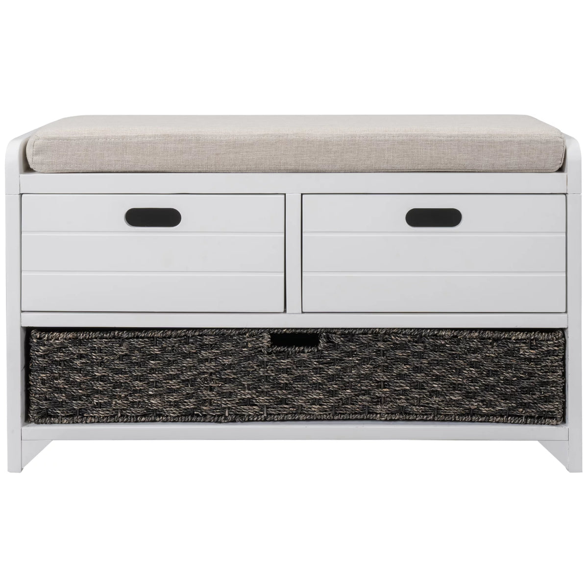 White Storage Bench with Removable Basket and 2 Drawers V52682