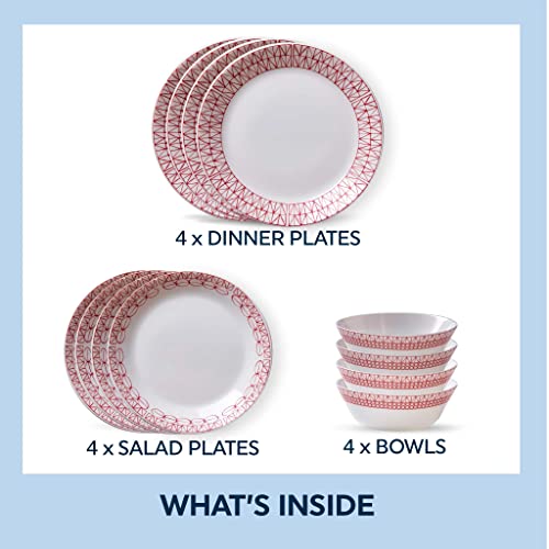 12-Pc Dinnerware Set, Service for 4, Glass Plate & Bowl Set N94915
