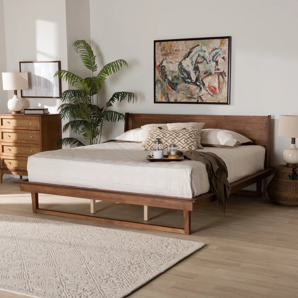 King Size Ash Walnut Finished Wood Platform Bed F1243
