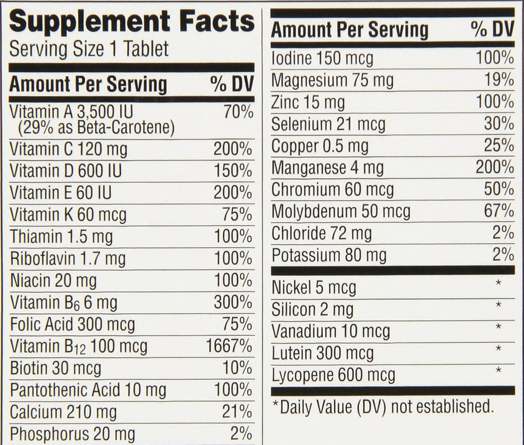 100 Count Multivitamin Multimineral Supplement Tablet O525068