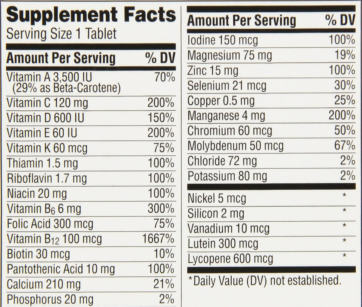 100 Count Multivitamin Multimineral Supplement Tablet O525068