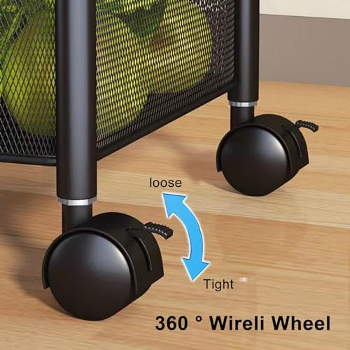 5-Tier Black Metal Rolling Fruit Basket D324160