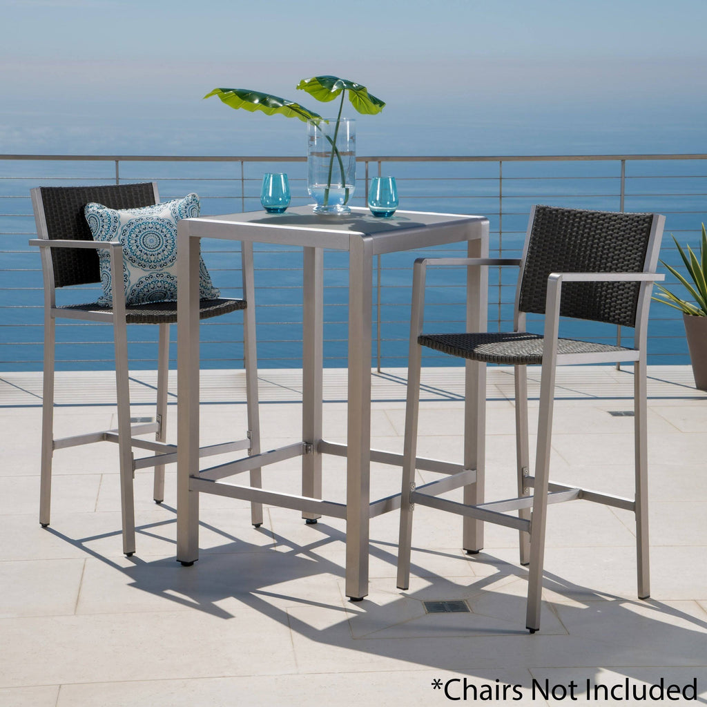 Square Aluminum Bar Table with Glass Top S68537