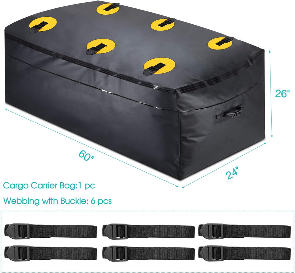 100% Waterproof 22 Cu Ft Cargo Carrier Bag with 6 Reinforced Straps K184