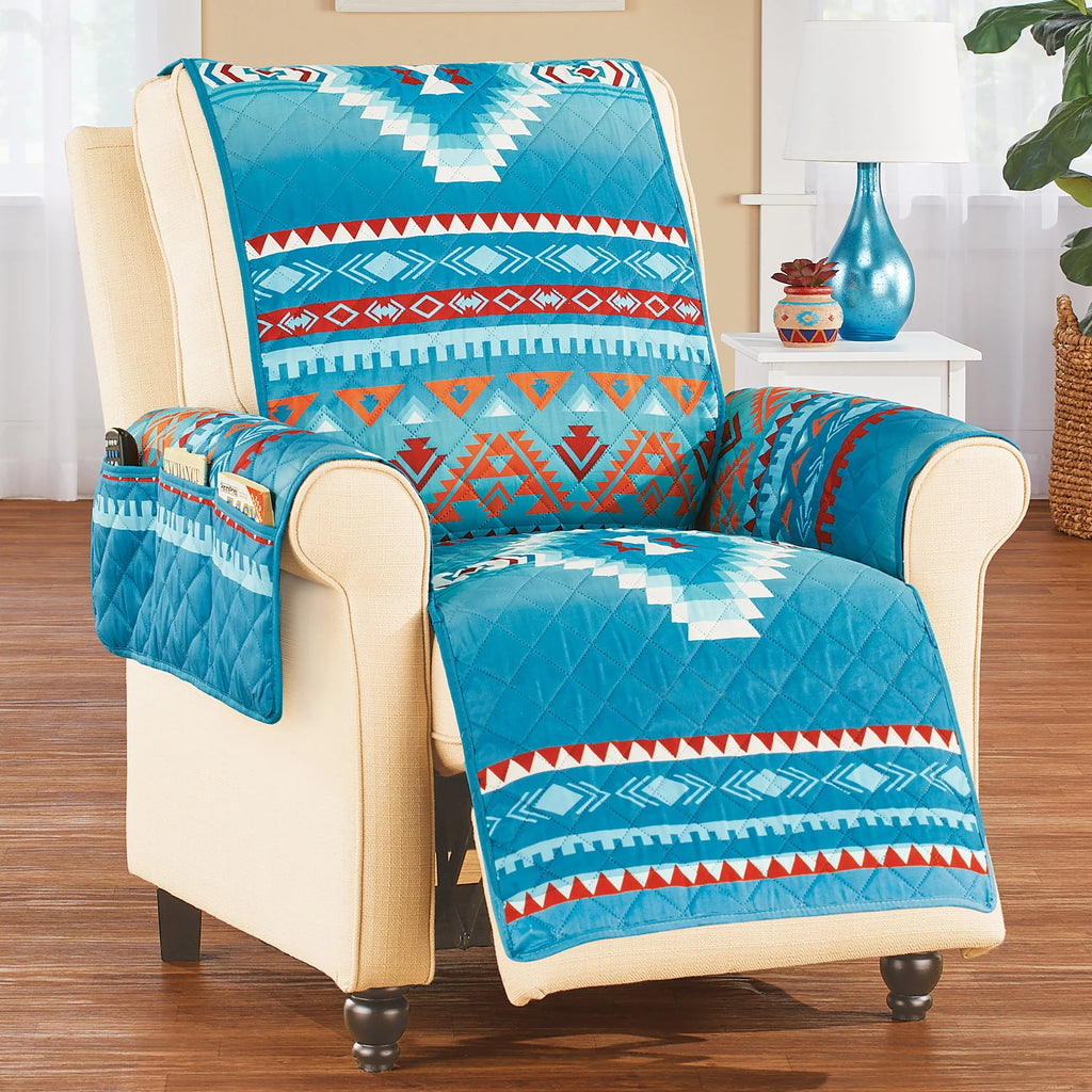 Quilted Turquoise Southwest Furniture Cover F6824