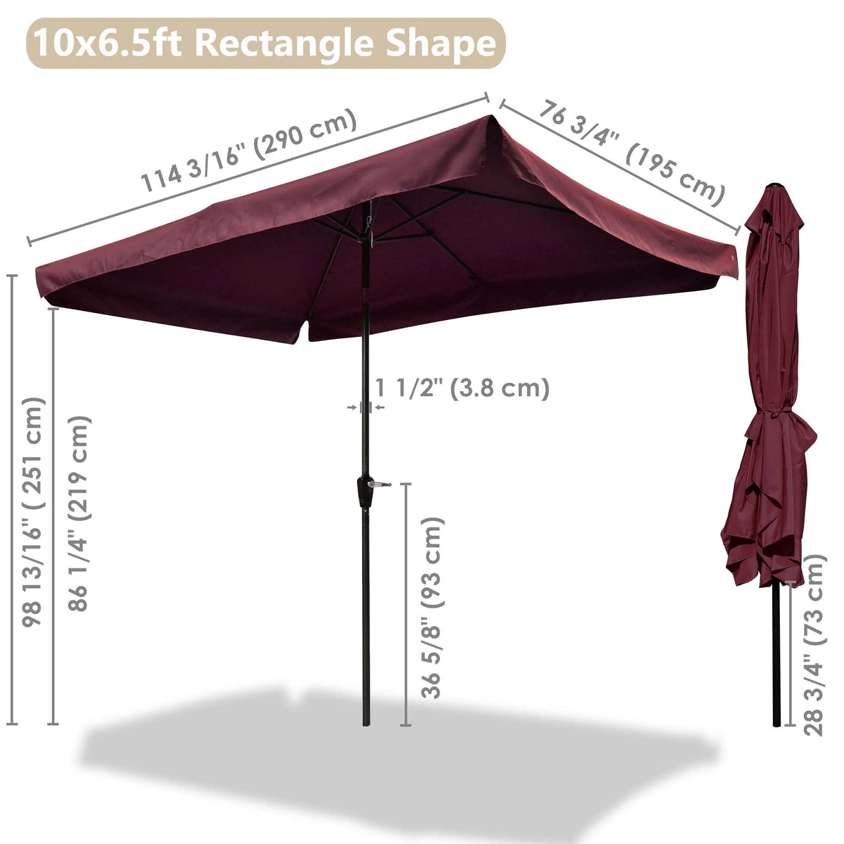 10 Ft 3 Tier Patio Umbrella with Crank Handle R406913