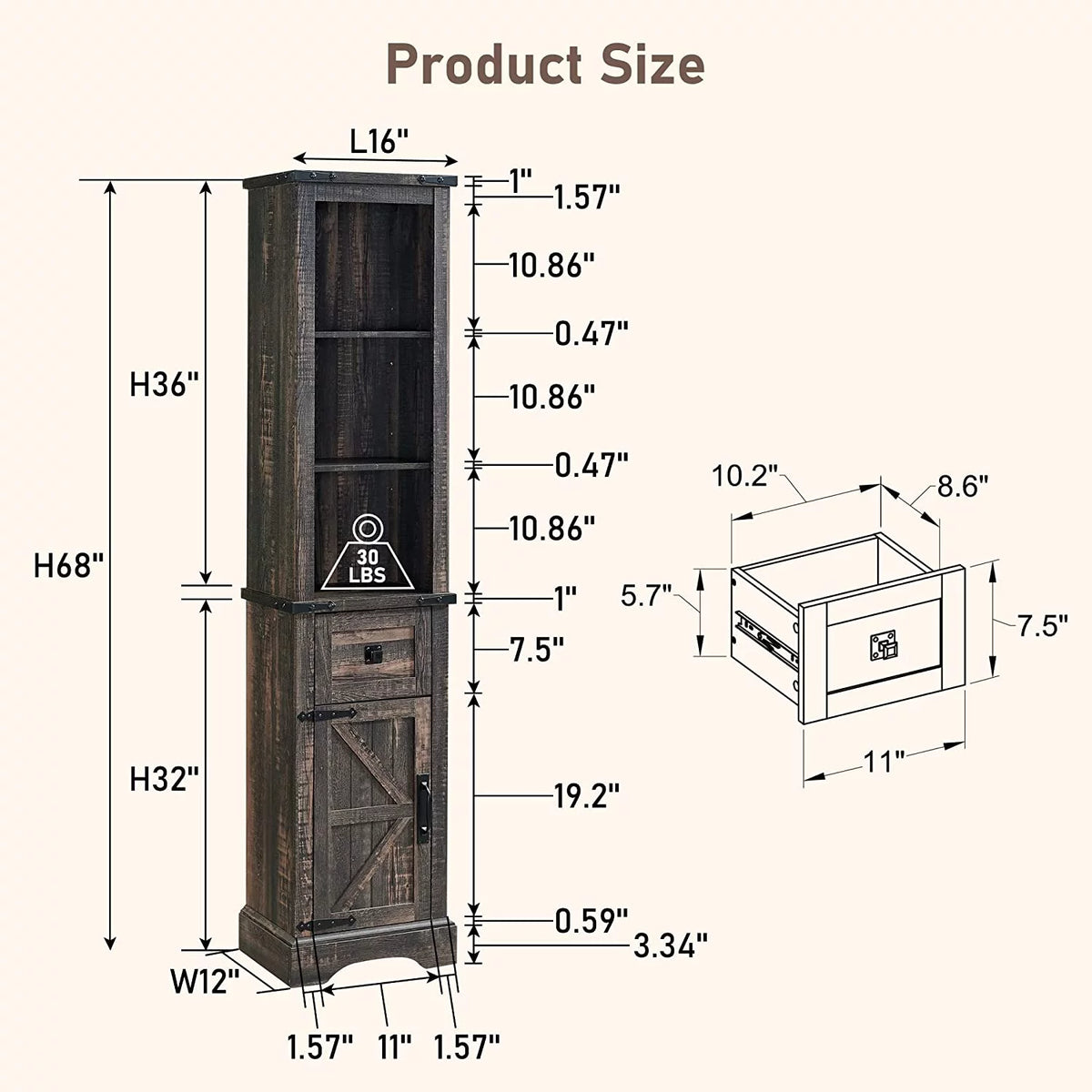 Bathroom Storage Cabinet with Door and Drawer X677749