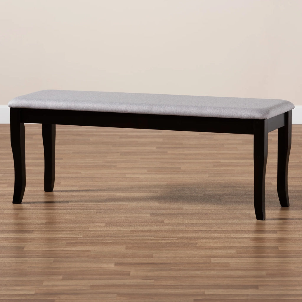 Grey Fabric Upholstered Wood Dining Bench D2526