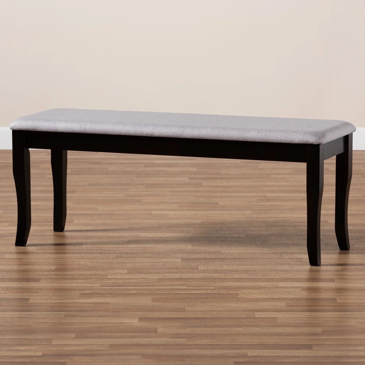 Grey Fabric Upholstered Wood Dining Bench D2526