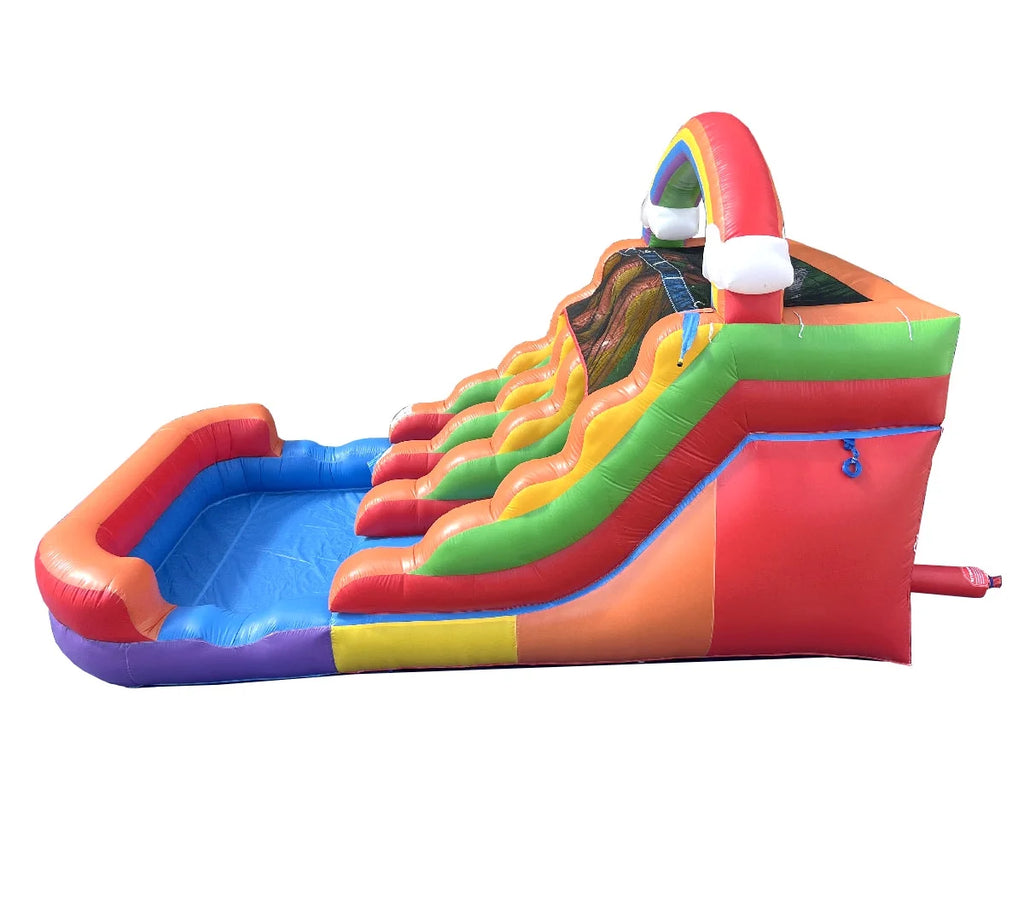 Rainbow Cloud Inflatable Double Water Slide with Blower, 13 Ft F873