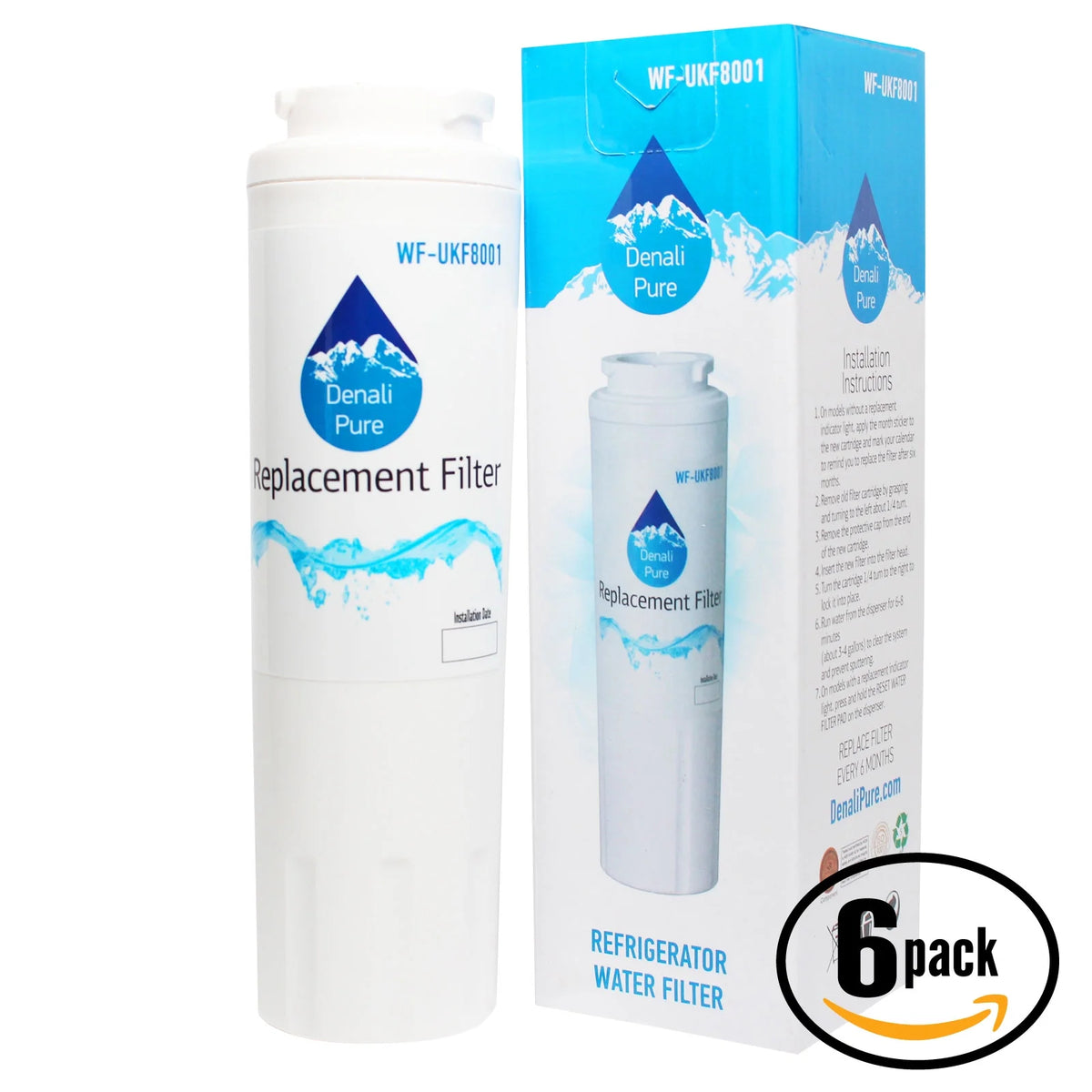 6-Pack Replacement Refrigerator Water Filter Cartridge T246692