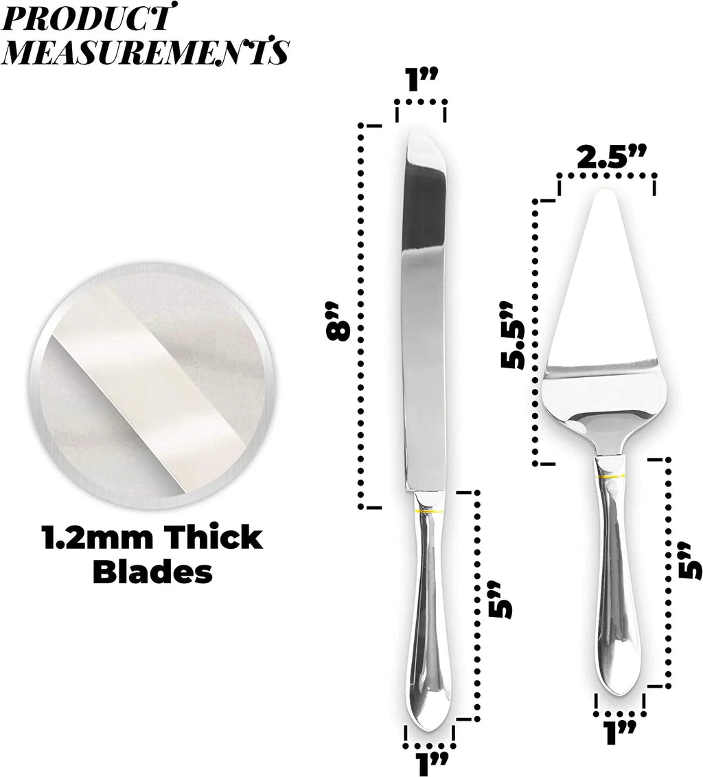 Stainless Steel Cake Knife and Server Set with Serrated Blade P131