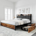 Full Size Linen Upholstered Bed Frame with 4 Drawers M301061