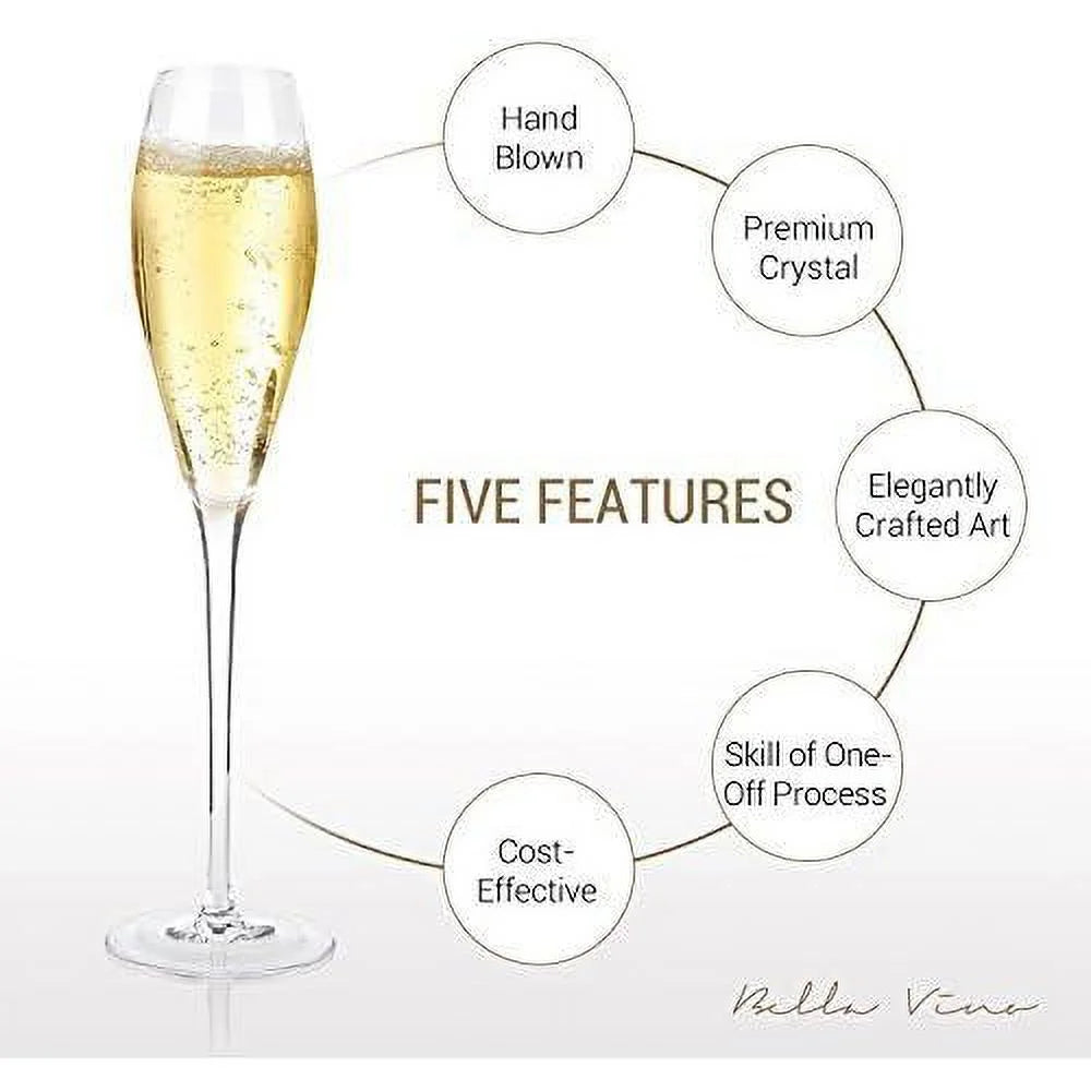 Hand Blown Crystal Champagne Flutes Set Of 2 J5727