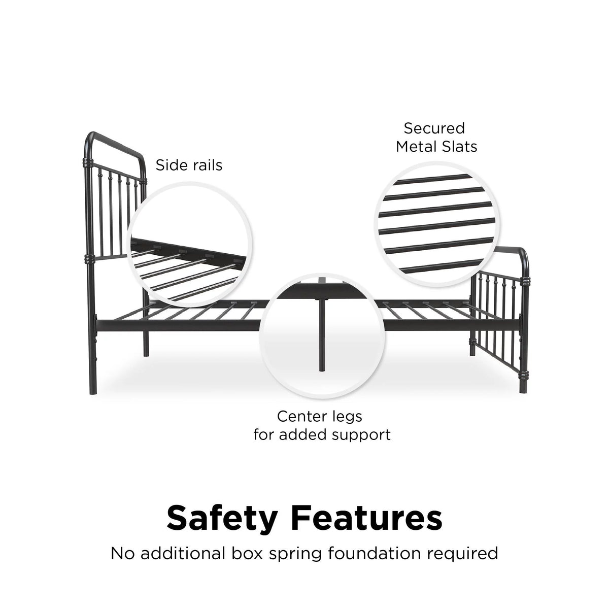 Black Twin Metal Platform Bed Frame X98107
