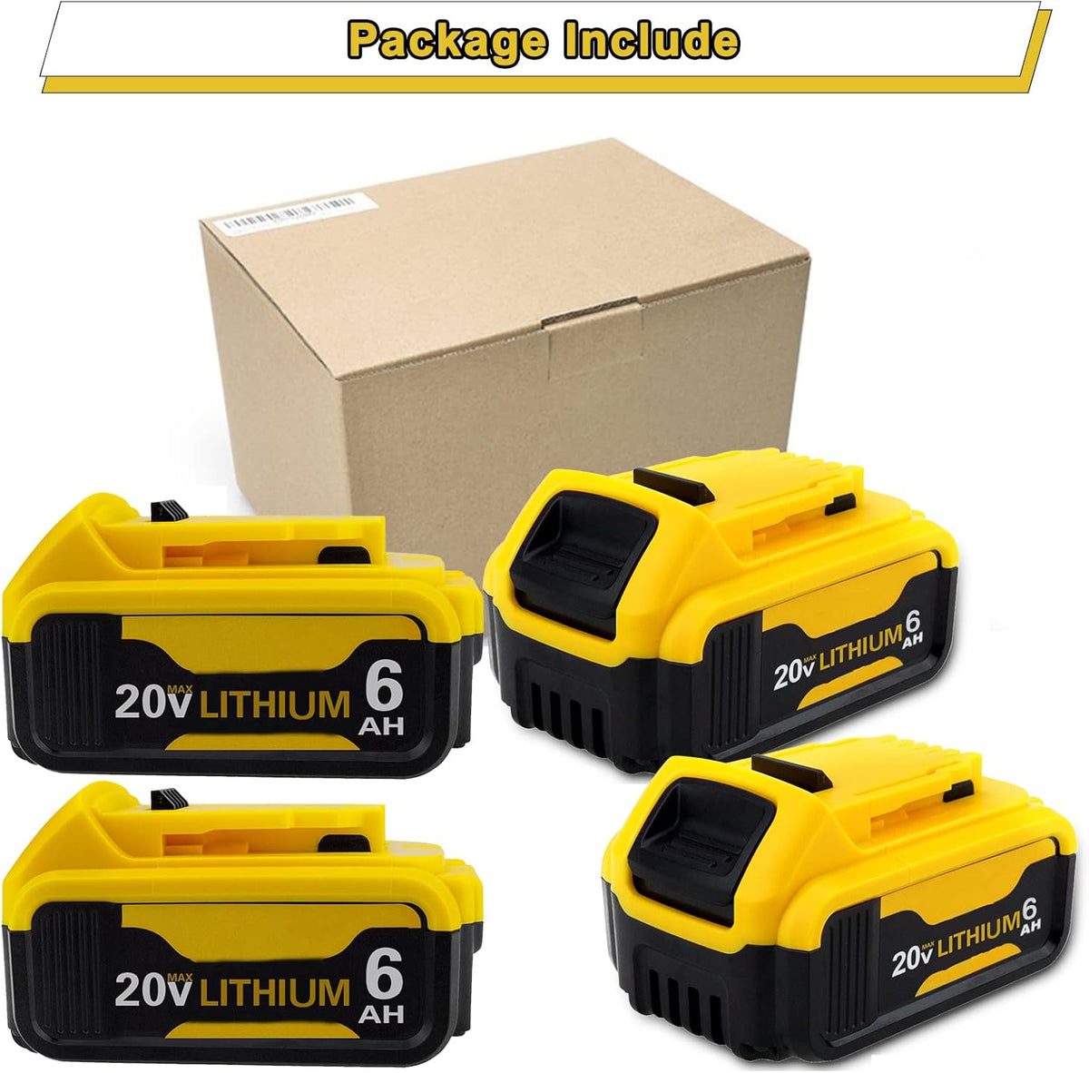 6.0Ah 20 Volt DCB206 Battery 4 Packs H4929