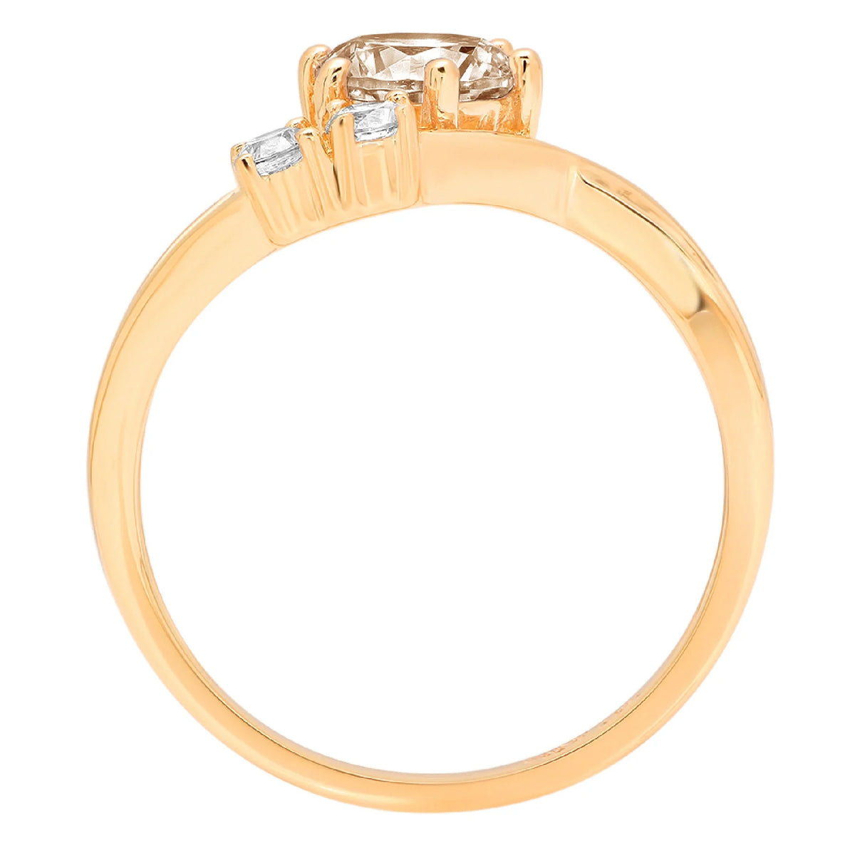 Champagne Simulated Diamond 18k Yellow Gold 3 Stone Ring R248310