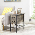 Oak Gray 2 Drawer Nightstand with Charging Station Q51163