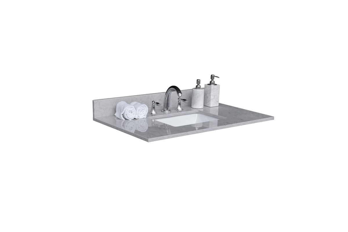 37in Grey Engineered Stone Vanity Top with Ceramic Sink P721