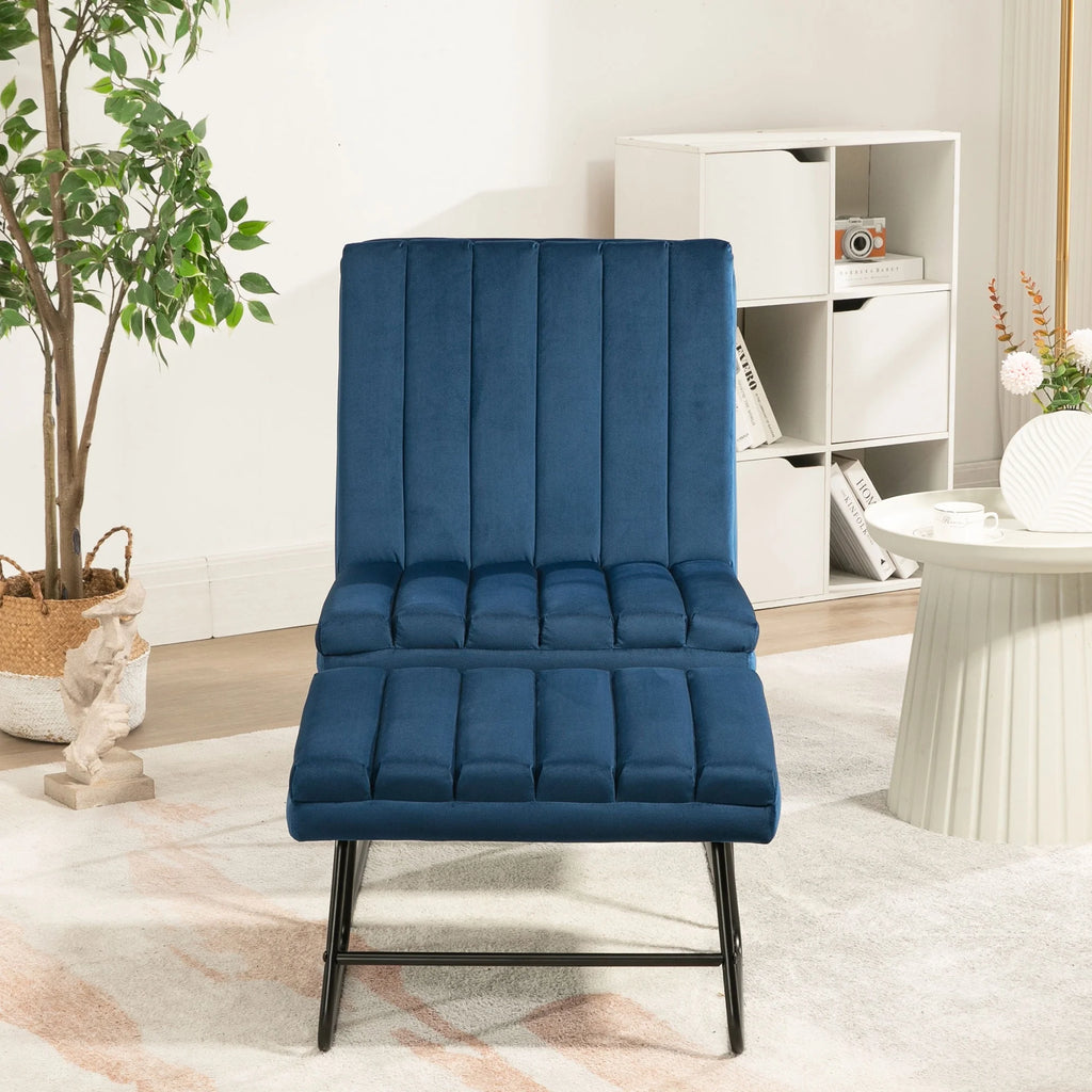 Dark Blue Upholstered Lounge Chair S9764