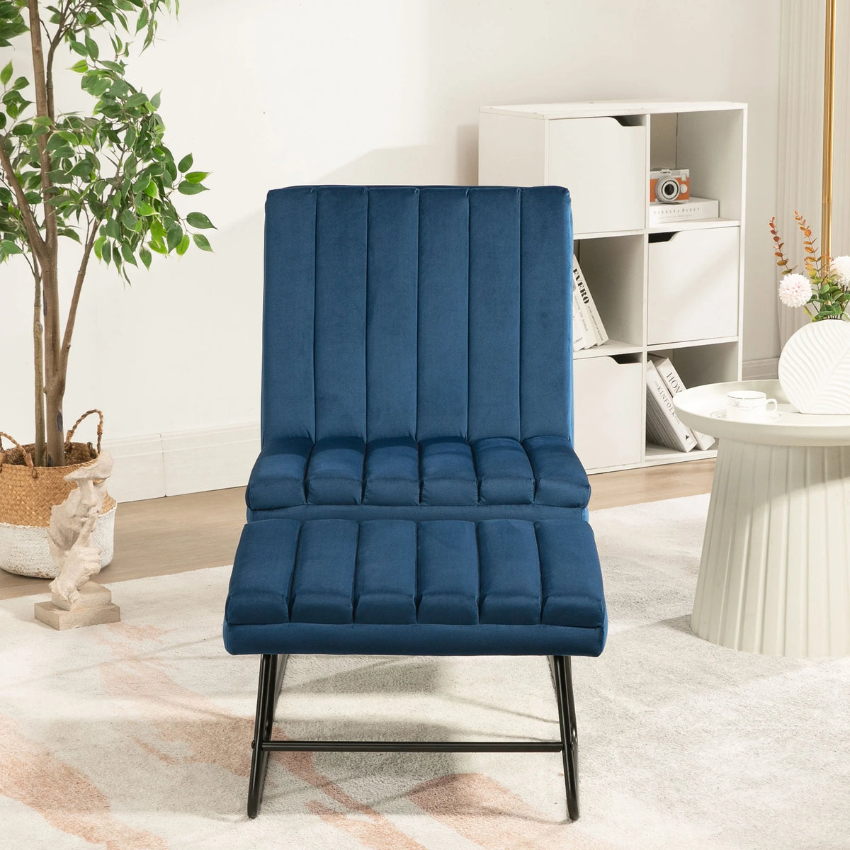 Dark Blue Upholstered Lounge Chair S9764