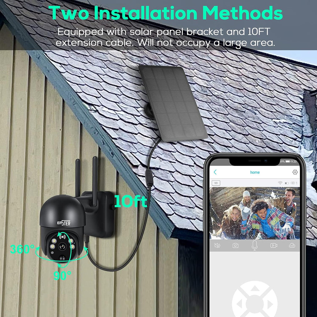 Wireless 360° PTZ 15000mAh Battery Powered Security Camera with Spotlight I388612
