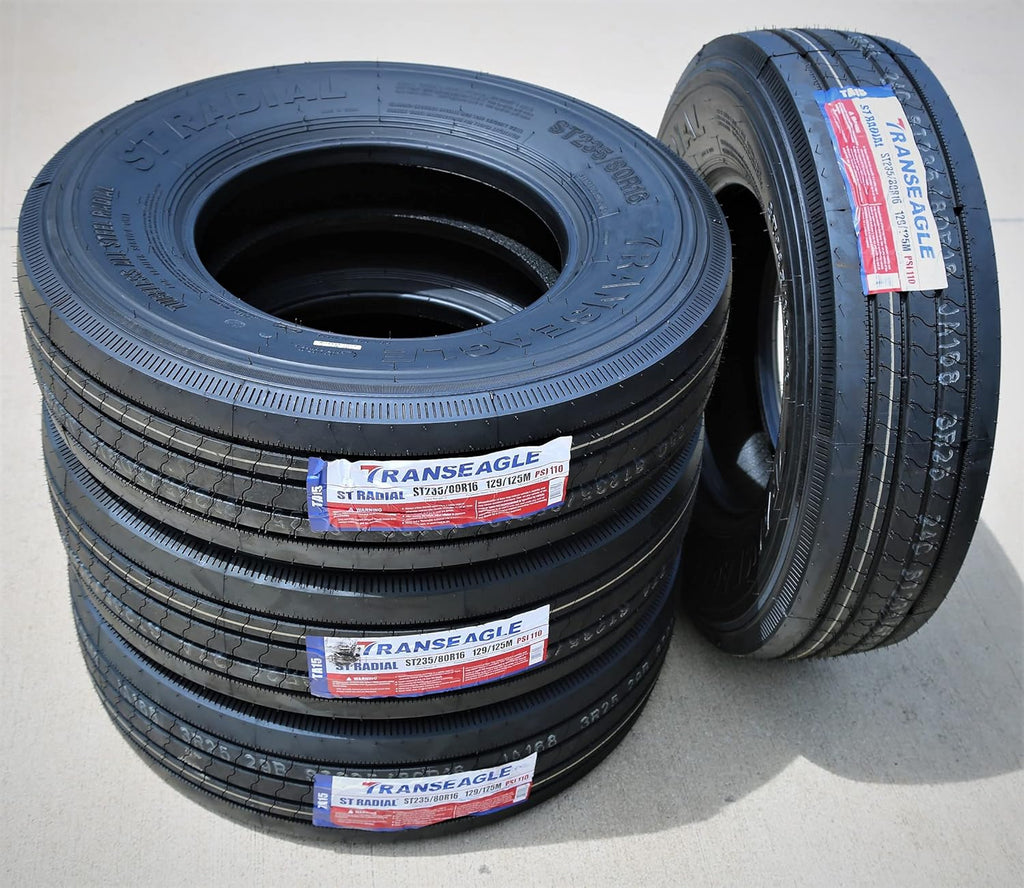 Set of 2 ST235/80R16 All Steel Trailer Radial Tires, 14-Ply, Load Range G X86863