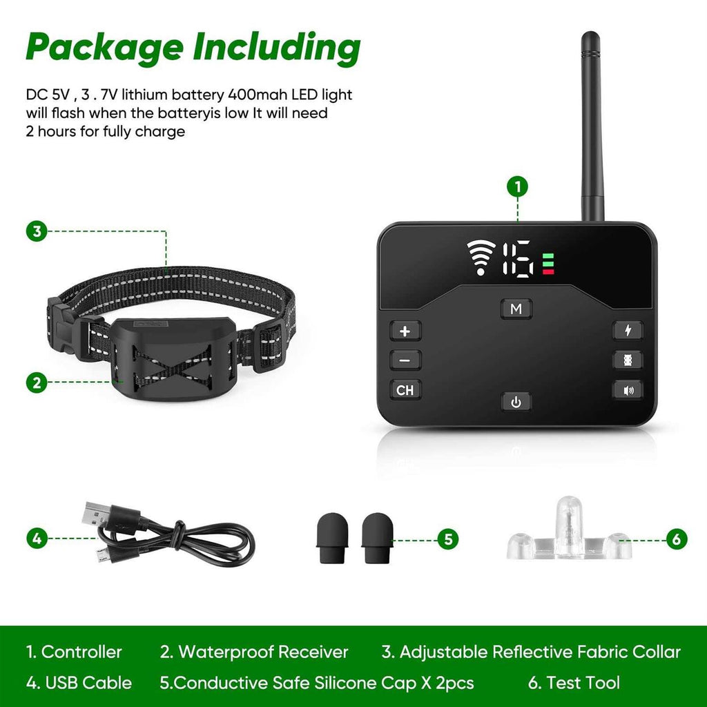 Wireless Dog Fence & Remote Training Collar G3659